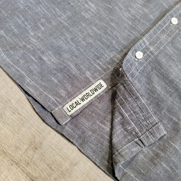 Kavu Mens Short Sleeve Button Up Shirt Size XXL Cotton Minimalist Neutral Gray - Picture 7 of 9